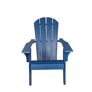 29.5 in. x 35.8 in. x 32.7 in. High Quality Plastic Outdoor Patio Adirondack Chair in Navy Blue