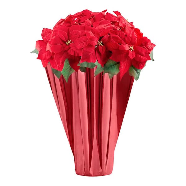 Home Accents Holiday 28 in Red Silk Poinsettia