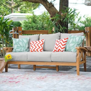 Carmel Teak Wood Outdoor Couch 3-Seat Sofa Daybed with Oyster Cushion