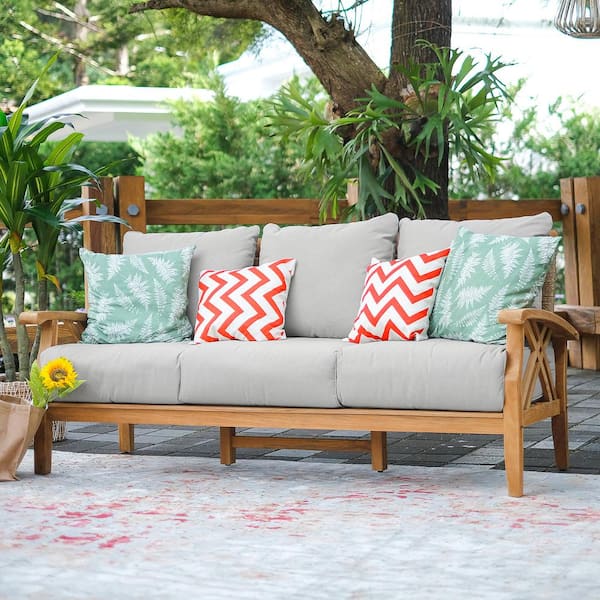 Cambridge Casual Carmel Teak Wood Outdoor Couch 3-Seat Sofa Daybed with Oyster Cushion