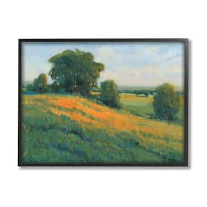 "Green Rolling Hills Blue Poppy Fields Landscapes" by Tim OToole Framed Country Wall Art Print 24 in. x 30 in.