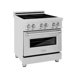 30 in. Freestanding Electric Range with 4 Burner Elements Induction Cooktop in Stainless Steel