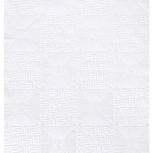 Brewster Inca Paintable Tribal White & Off-White Wallpaper Sample