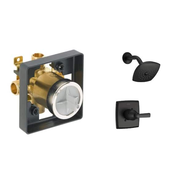 Ashlyn Matte Black Shower Faucet Trim Kit and MultiChoice Universal Valve Body Combo
