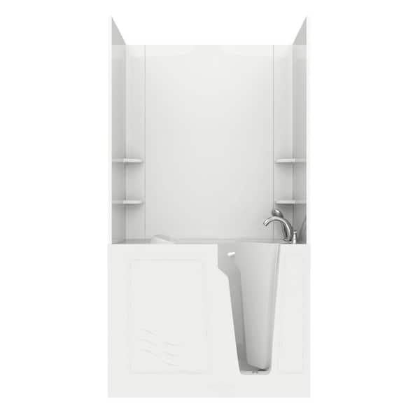Unbranded Rampart 4.4 ft. Walk-in Non-Whirlpool Bathtub with Easy Up Adhesive Wall Surround in White