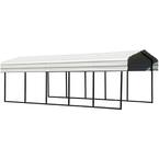 Arrow 12 ft. W x 24 ft. D x 7 ft. H Charcoal Galvanized Steel Carport ...