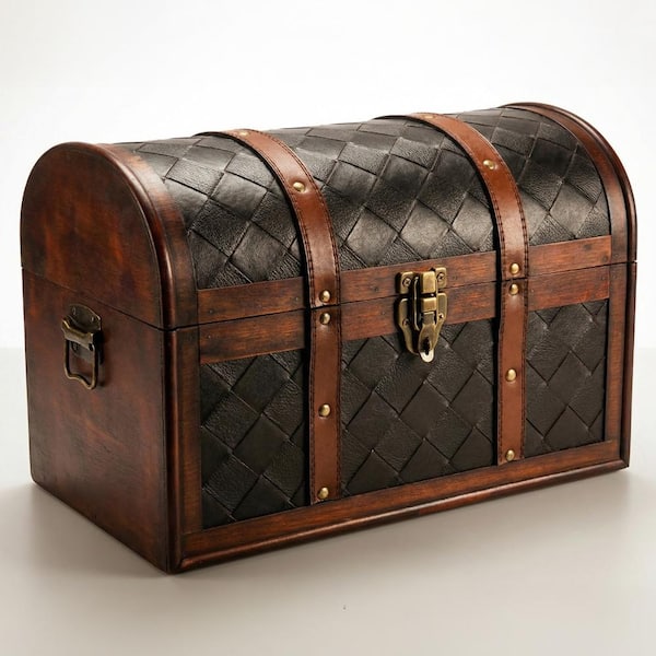 Vintiquewise 11.5 in. x 6.5 in. x 5 in. Wooden Faux Leather