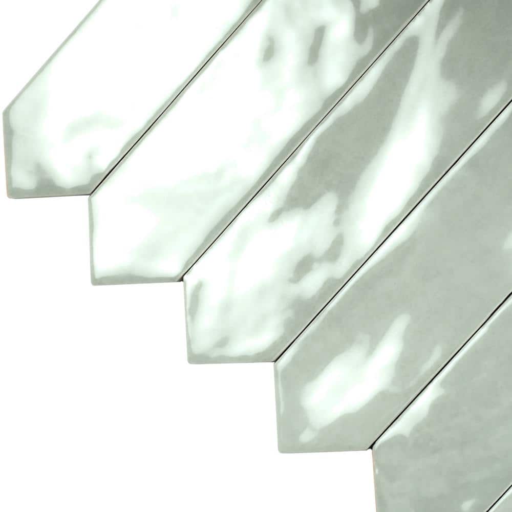 Pistachio Green Glossy Ceramic Picket Wall and Floor Tile