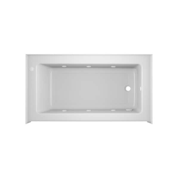JACUZZI Signature Low Profile 60 in. W. x 32 in. Whirlpool Bathtub with Right Drain in White with Heater