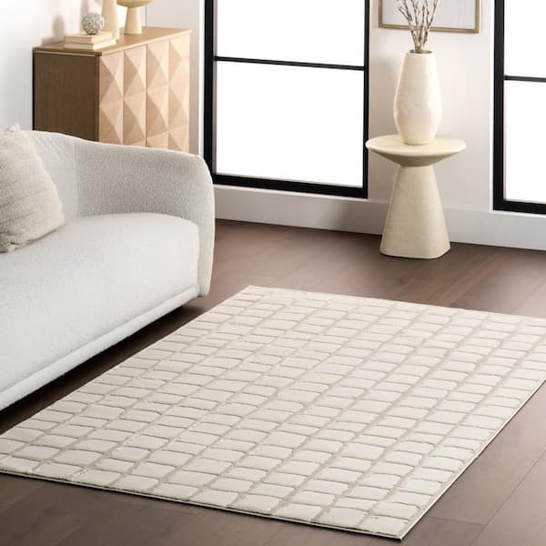 Eunice Modern Machine Washable Beige 9 ft. x 12 ft. Modern Area Rug