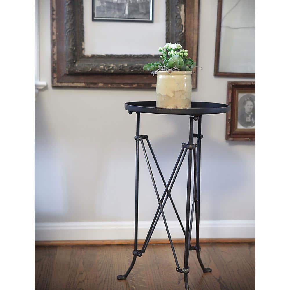 Bohemian Rustic Bronze Round Metal Accent Table 14in x 25in