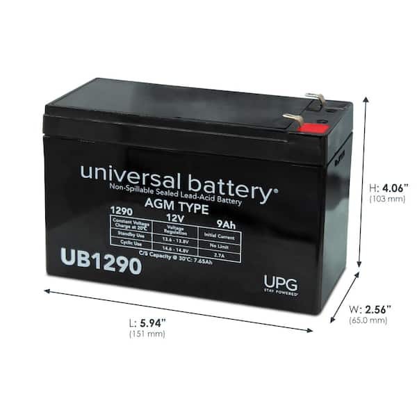12-Volt 9 Ah F1 Terminal Sealed Lead Acid (SLA) AGM Rechargeable Battery
