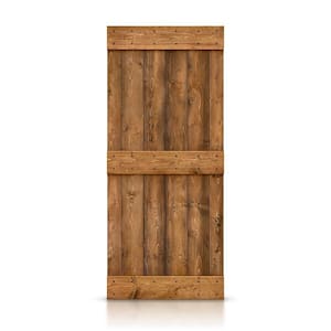Distressed Mid-Bar 30 in. x 84 in. Espresso Stained Solid DIY Knotty Pine Wood Interior Sliding Barn Door Slab