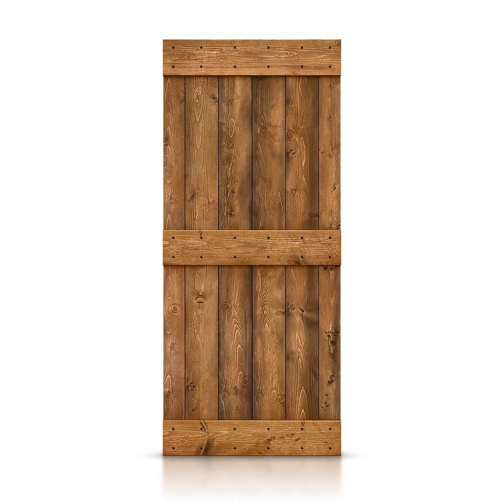 24 in. x 84 in. Mid-Bar Series Walnut Stain DIY Knotty Pine Wood Interior Sliding Barn Door price history on PriceWatchPro