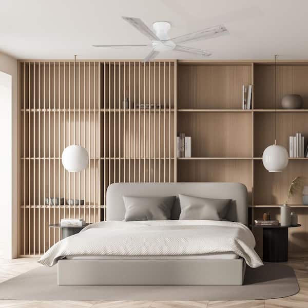 Vetric II 52 in. Indoor White 10-Speed DC Motor Flush Mount Ceiling Fan with Remote Control