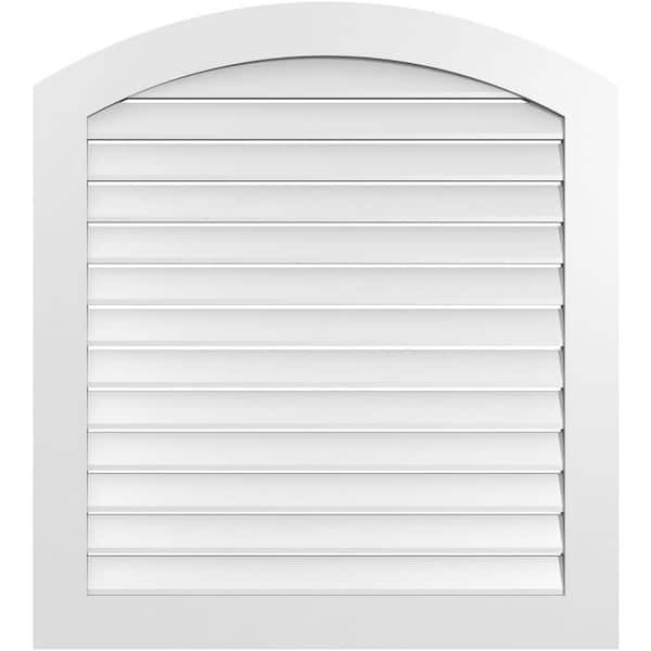 Ekena Millwork 38 in. x 40 in. Arch Top Surface Mount PVC Gable Vent: Decorative with Standard Frame