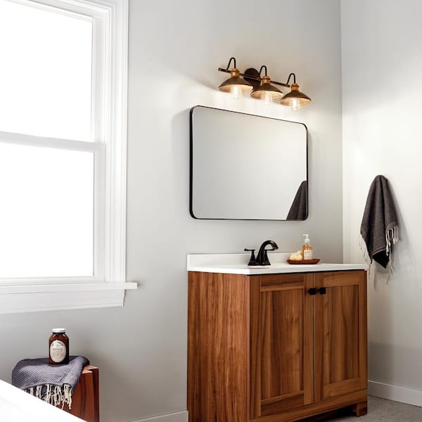 Clyde 26.25 in. 3-Light Olde Bronze Vintage Bathroom Vanity Light