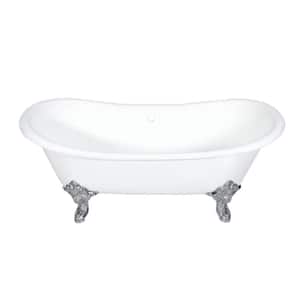Traditional 72 in. Cast Iron Double Slipper Clawfoot Bathtub in Chrome