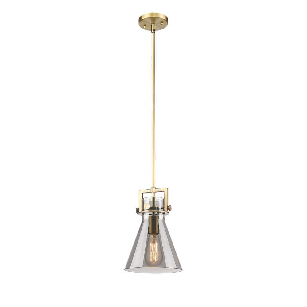 Newton Cone 8" Brushed Brass Glass Pendant Light