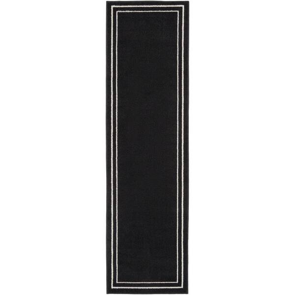 Nourison Essentials Black Ivory 2 ft. x 6 ft. Kitchen Runner Solid