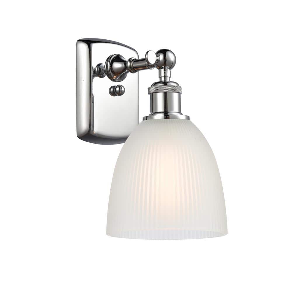 Castile 1-Light Polished Chrome, White Wall Sconce with White Glass Shade price history on PriceWatchPro