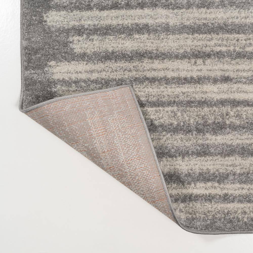 Gray and Cream Rectangular Synthetic Stripe Area Rug 3' x 5'