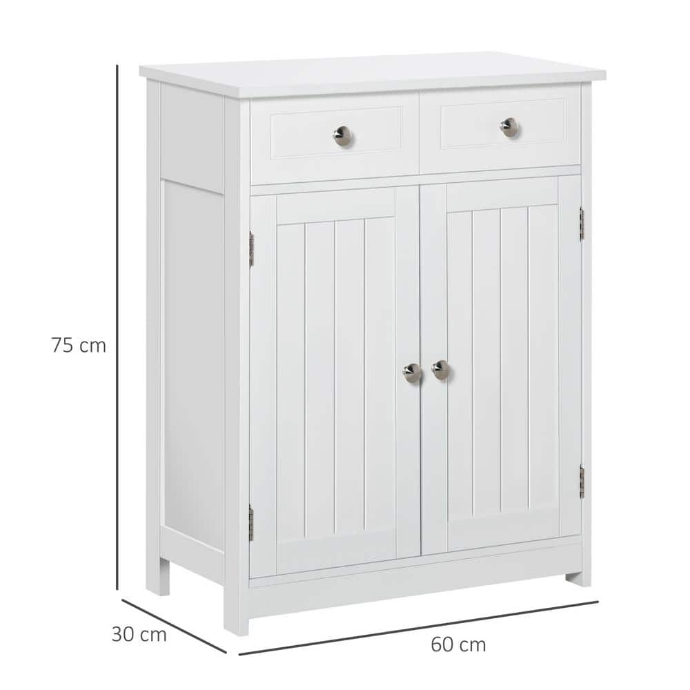White MDF Freestanding Bathroom Cabinet with Adjustable Shelving