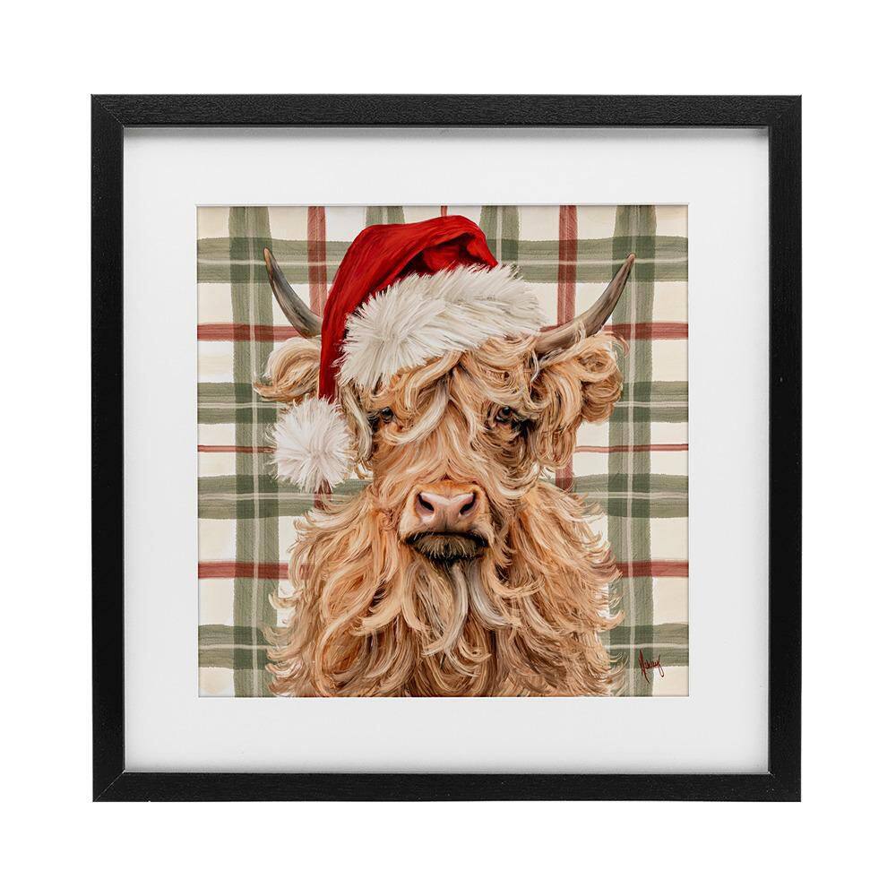 Holiday Wavy Haired Cattle by Ashley Bradley 1-Piece Black Framed Graphic Animal Art Print 16 in. x 16 in. price history on PriceWatchPro