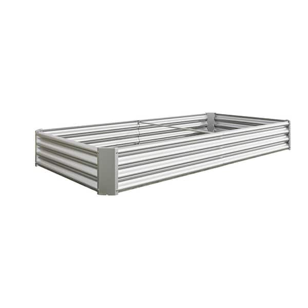 cenadinz 7.6 ft. x 3.7 ft. x 0.98 ft. Raised Garden Bed Kit Metal Raised Bed Garden for Flower Planters Vegetables Herb Silver