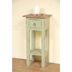 Shabby Chic Cottage 11.8 in. Bahama Square Solid Wood End Table with 1-Drawer