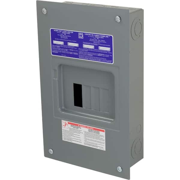 Square D Homeline 125 Amp 4-Space 8-Circuit Indoor Main Lug Load Center with Cover, Ground Bar