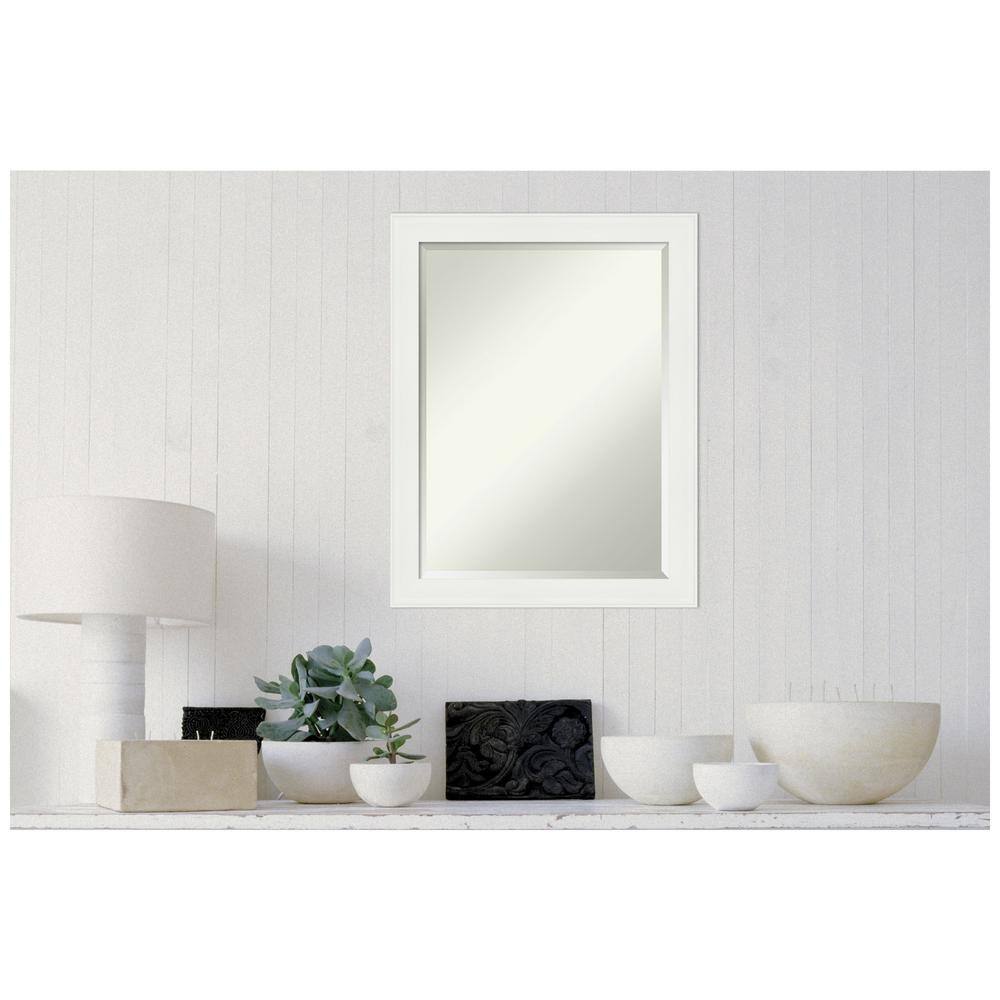 White Matte Rectangular Wall Mounted Bath Mirror