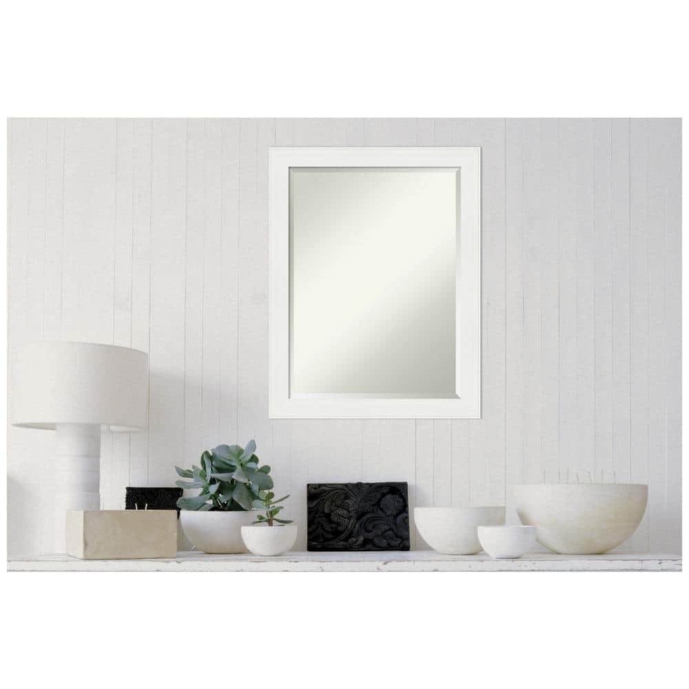 White Matte Rectangular Wall Mounted Bath Mirror