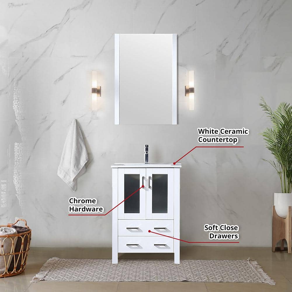 Volez 24" White Single Vanity with Integrated Sink