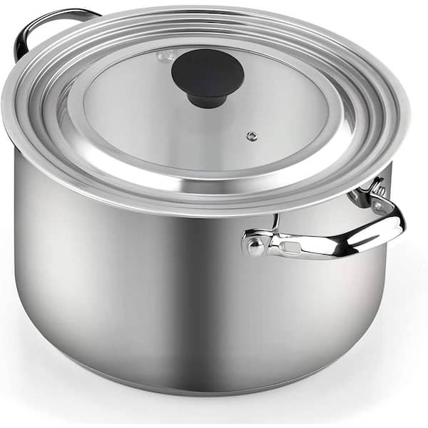 Cook N Home 8 qt. Stainless Steel Stock Pot with Glass Lid 02681 - The Home  Depot