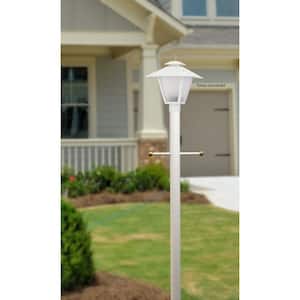 8 ft. White Outdoor Direct Burial Aluminum Lamp Post with Cross Arm fits Most Standard 3 in. Post Top Fixtures