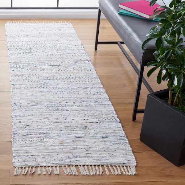 Rag Rug Ivory/Multi 2 ft. x 18 ft. Gradient Striped Runner Rug