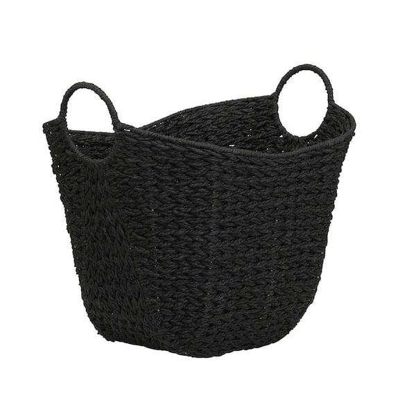 HOUSEHOLD ESSENTIALS Round Woven Wicker Basket with Handles ML