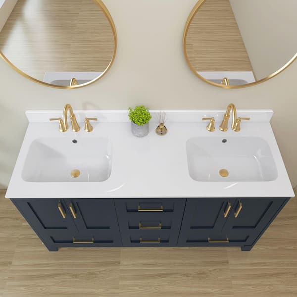 60 in. Solid Surface Vanity Backsplash Bathroom Vanity Back Splash in Glossy White