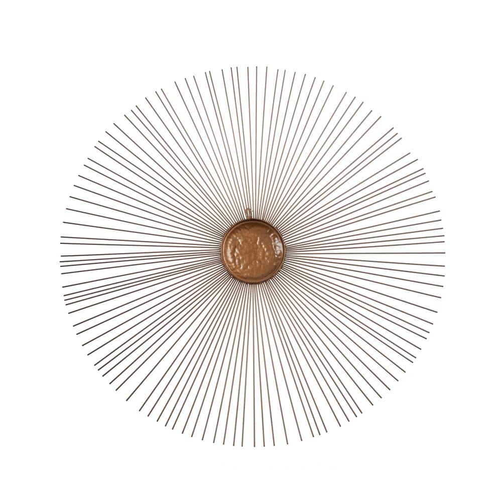 35.4 in. x 35.4 in. Modern Gorgeous Sunburst Gold Metal Framed Decorative M