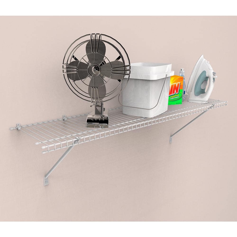 Essential 4 ft White Steel Ventilated Shelf Kit with Hardware
