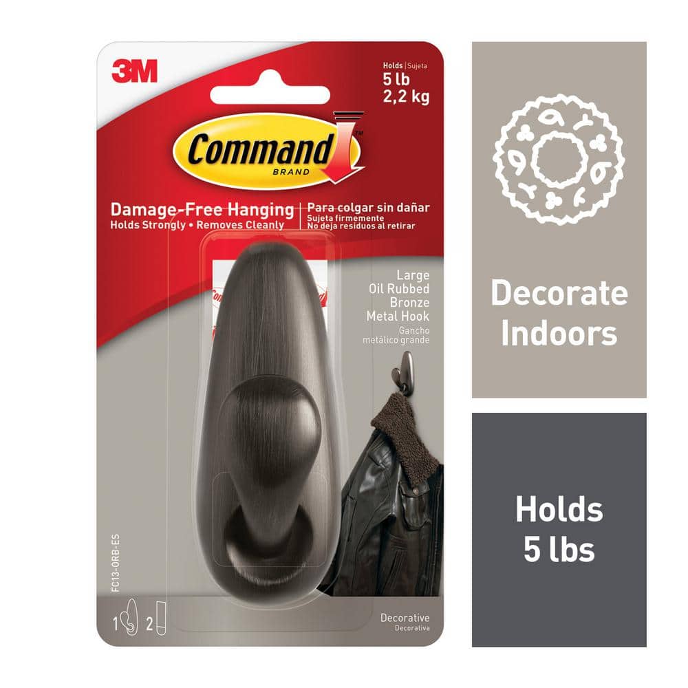 Command 243252 Metal Classic Hooks, Oil Rubbed Bronze - 2 pack