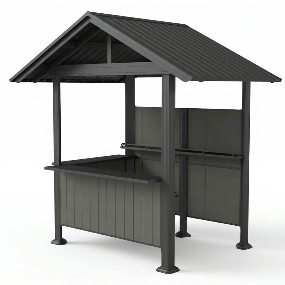 9.4 x 6.2 FT. Gray Lean to Gazebo with Storage Shelves and Expansion Platform Grill Canopy for Patio price history on PriceWatchPro