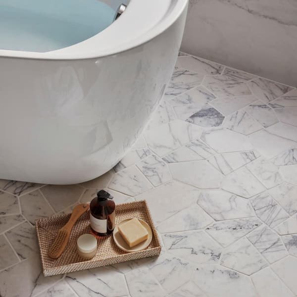 Countryside Organica Lilac 11.81 in. x 19.68 in. Tumbled Marble Mosaic Floor and Wall Tile (1.19 sq. ft. / Sheet)