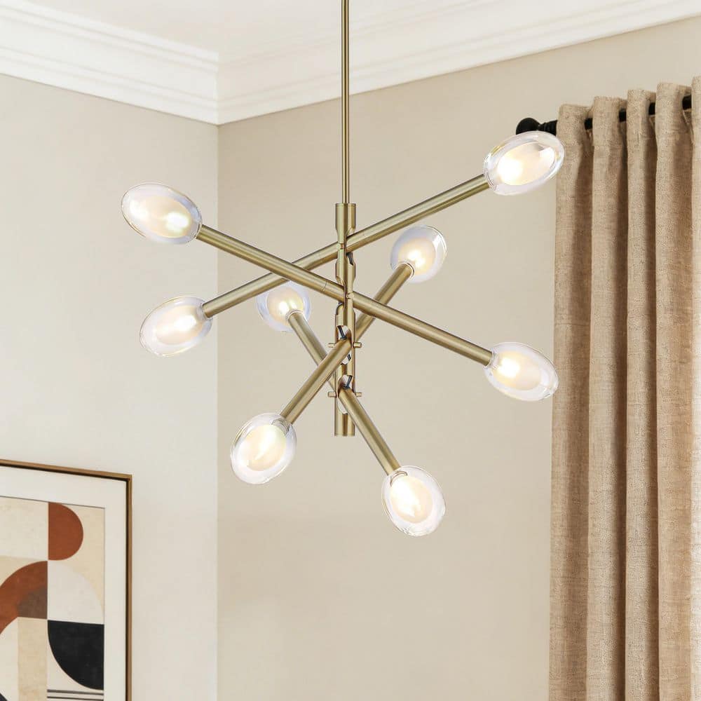 QRMOK Lium 30 in. 8-Light 5-Watt Brass-colored Swing arm