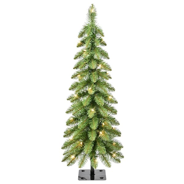 Puleo International 3 ft. Prelit Alpine Pencil Artificial Christmas Tree