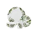 16-Piece White Pressed Ferns Porcelain Dinnerware Set (Service for 4)