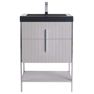 24 in. W x 18 in. D x 33.5 in. H Bath Vanity in Taupe with Black Gel Coated Acrylic Top with Chrome Hardware