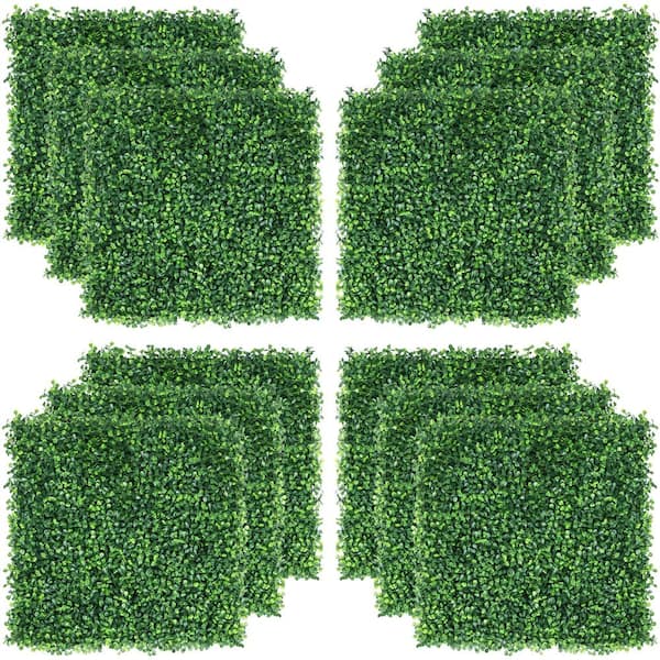 Yaheetech 20 in. x 20 in. Artificial Boxwood Hedge Panel Plastic Greenery Indoor/Outdoor Decor 12PCS