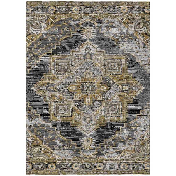 Chantille Machine Washable Indoor/Outdoor Abstract ACN2704 Black 5 ft. x 7 ft. 6 in. Area Rug